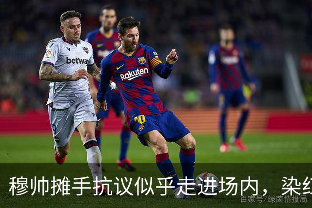 穆帅摊手抗议似乎走进场内，染红后手指自己